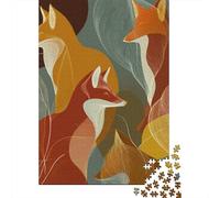 Jigsaw Puzzles 1000 Piece for Adults Autumn Foxes Art Print Puzzles for Adults Brain Teaser Game Difficult Hard Educational Challenge 38x26cm/1000pcs