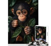 Jigsaw Puzzles 1000 Piece for Adults Baby Chimpanzee Holding Branch Jigsaw Puzzles for Adults Family Activities Every Piece Is Unique - Beautiful Design Game (38x26cm)