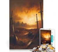 Jigsaw Puzzles 1000 Piece for Adults Battlefield Aftermath with Swords And Helmets, Educational Toy, Improve Memory, Unique Birthday And Xmas Gifts 50x75cm