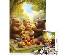 Jigsaw Puzzles 1000 Piece for Adults Bears Picnic Jigsaw Puzzles 1000 Family Game Great Gifts for Games Learning Educational (50x75cm)