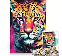 Jigsaw Puzzles 1000 Piece for Adults Beautiful Jaguar Pop Art, Brain Teaser Game, Pattern Assembly, Improving Love between Couples 38x52cm