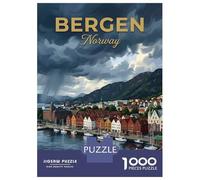 Jigsaw Puzzles 1000 Piece for Adults Bergen Norway Vintage Jigsaws for Adults Hands-on Game But Fun And Humorous Educational Challenge 52x38cm/1000pcs
