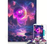 Jigsaw Puzzles 1000 Piece for Adults Bitcoin Galaxy, Brain Teaser Game, Pattern Assembly, Improving Love between Couples 38x26cm