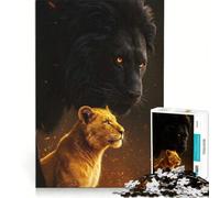 Jigsaw Puzzles 1000 Piece for Adults Black And Gold Lions, Brain Teaser Game, Pattern Assembly, Improving Love between Couples 38x52cm