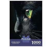 Jigsaw Puzzles 1000 Piece for Adults Black Cat With Green Eyes Adult Puzzles Relaxing Games Analysis And Logic Great Gift for Gaming 70x50cm/1000pcs