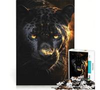 Jigsaw Puzzles 1000 Piece for Adults Black Jaguar in Gold, Brain Teaser Game, Pattern Assembly, Improving Love between Couples 50x75cm