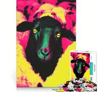 Jigsaw Puzzles 1000 Piece for Adults Black Sheep in Neon, Educational Toy, Improve Memory, Unique Birthday And Xmas Gifts 38x52cm