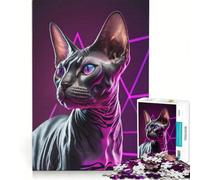 Jigsaw Puzzles 1000 Piece for Adults Black Sphynx Cat, Educational Toy, Improve Memory, Unique Birthday And Xmas Gifts 38x52cm