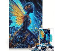 Jigsaw Puzzles 1000 Piece for Adults Blue And Gold Fairy Illustration, Brain Teaser Game, Pattern Assembly, Improving Love between Couples 38x52cm