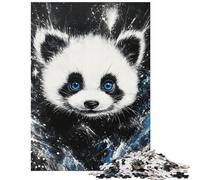 Jigsaw Puzzles 1000 Piece for Adults Blue-Eyed Panda Starry Fun Games Hand Speed Race Toy Wall Decor Birthday Present,Travel Gifts, Size 38x52cm