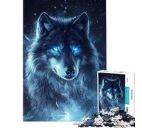 Jigsaw Puzzles 1000 Piece for Adults Blue-Eyed Wolf - Puzzles for Adults Toy Wall Decor Birthday Present Educational Challenge (size 38x26cm)