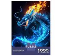 Jigsaw Puzzles 1000 Piece for Adults Blue Fire Dragon Art Print-1 Jigsaw for Adults Family Games But Fun And Humorous Birthday Present, Gifts, 38x26cm/1000pcs