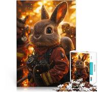 Jigsaw Puzzles 1000 Piece for Adults Brave Bunny Firefighter Für Familienspaß Tolle Geschenke und Spielzeuge52x38cm