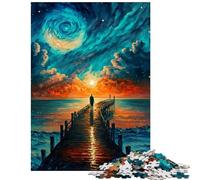 Jigsaw Puzzles 1000 Piece for Adults Bridge to Ocean Painting Challenging To Complete Stress Reliever Educational Toy for And from 14 Years And over (38x26cm)