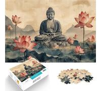 Jigsaw Puzzles 1000 Piece for Adults Buddha and Lotus Flowers Entspannungsspiele Verbessern Sie das Gedächtnis38x26cm