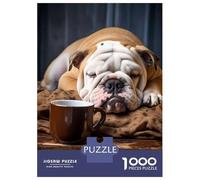 Jigsaw Puzzles 1000 Piece for Adults Bulldog Coffee Kitchen Dog Adult Puzzles Relaxing Games Analysis And Logic Great Gift for Gaming 38x26cm/1000pcs