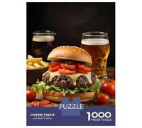 Jigsaw Puzzles 1000 Piece for Adults Burger Tomato And Beers Adult Puzzles Relaxing Games Analysis And Logic Great Gift for Gaming 38x26cm/1000pcs
