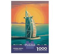 Jigsaw Puzzles 1000 Piece for Adults Burj Al Arab Hotel Illustration Jigsaws for Adults Hands-on Game But Fun And Humorous Educational Challenge 38x26cm/1000pcs