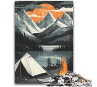 Jigsaw Puzzles 1000 Piece for Adults Campsite Sunset Mountain Difficult Hard Brain Teaser Game Gift For Birthdays 38x52cm