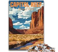 Jigsaw Puzzles 1000 Piece for Adults Capitol Reef National Park Tough Challenge with Matching Poster And Trivia Sheet 38x26cm