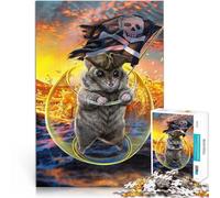 Jigsaw Puzzles 1000 Piece for Adults Captain Hamster Pirate Made of cardboard，for and from 14 years and over Anti-stress family game difficult challenge A work of art。size：38x52cm/14.96x20.47inch