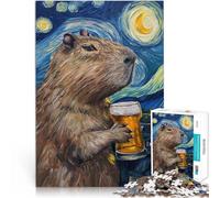 Jigsaw Puzzles 1000 Piece for Adults Capybara Drinking Beer Made of cardboard for and 14 years and over Home Educational Games DIY Toys Great gifts and toys。size：26x38cm/10.24x14.96inch
