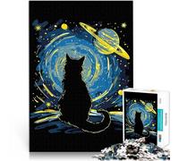 Jigsaw Puzzles 1000 Piece for Adults Cat Gazing at the Stars Spielspielzeug denn eignet sich ideal als Geschenk für die ganze Familie38x26cm