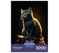 Jigsaw Puzzles 1000 Piece for Adults Cat Sitting on Pile Gold Adult Puzzles Relaxing Games Analysis And Logic Great Gift for Gaming 38x26cm/1000pcs