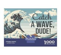 Jigsaw Puzzles 1000 Piece for Adults Catch A Wave Dude Jigsaws for Adults Hands-on Game But Fun And Humorous Educational Challenge 38x26cm/1000pcs