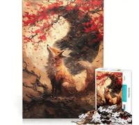 Jigsaw Puzzles 1000 Piece for Adults Cherry Fox Yin And Yang, Brain Teaser Game, Pattern Assembly, Improving Love between Couples 50x75cm