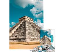 Jigsaw Puzzles 1000 Piece for Adults Chichen Itza Pyramid Teenager Puzzles DIY Toys Precision Cutting Challenging To Complete (Size 38x52cm)
