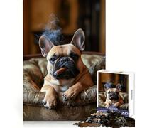 Jigsaw Puzzles 1000 Piece for Adults Chill Pup with Cigar Clean Edge Game Mind Skill Fun Idle Play Game Birthday Fun Gift (38x26cm)