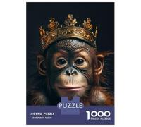 Jigsaw Puzzles 1000 Piece for Adults Chimpanzee Cute King Jigsaw for Adults Hands-on Game Wall Decoration Great Gift for Gaming 52x38cm/1000pcs