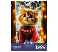 Jigsaw Puzzles 1000 Piece for Adults Christmas Kitten in Window Jigsaws for Adults Hands-on Game But Fun And Humorous Educational Challenge 70x50cm/1000pcs