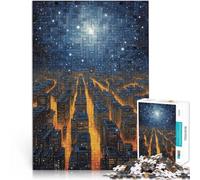 Jigsaw Puzzles 1000 Piece for Adults Cityscape Under a Starry Sky Made of wood for and 14 years and over Stress Relief Toys Birthday gift。size:50x75cm/19.68x29.52inch
