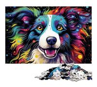 Jigsaw Puzzles 1000 Piece for Adults Colorful Border Collie Puzzle Hands-on Game Great for Teenager Age 14 Years Up 1000pcs(38x26cm)