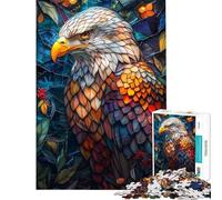 Jigsaw Puzzles 1000 Piece for Adults Colorful Eagle Stained Gl Adult Jigsaw Puzzle Relax Games Staycation Kill Time Challenging To Complete (Size 38x26cm)