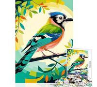 Jigsaw Puzzles 1000 Piece for Adults Colorful Emerald Forest Jay Bird on Branch Jigsaws for Adults Puzzle Stress Reliever Wishlist with Santa Claus Unique Challenge Game (38x52cm)
