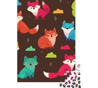 Jigsaw Puzzles 1000 Piece for Adults Colorful Foxes Pattern Jigsaw for Adults Family Games But Fun And Humorous Birthday Present, Gifts, 38x26cm/1000pcs