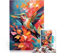 Jigsaw Puzzles 1000 Piece for Adults Colorful Hummingbird in Flight Lernspielzeug Wunschliste mit dem Weihnachtsmann38x26cm