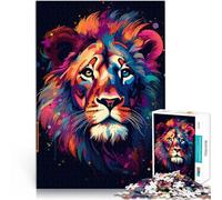 Jigsaw Puzzles 1000 Piece for Adults Colorful Lion Portrait 11 Family Activity with Fully Interlocking Randomly Shaped Pieces 26x38cm