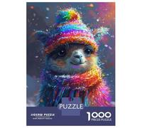 Jigsaw Puzzles 1000 Piece for Adults Colorful Llama Winter Hat Scarf Puzzles for Adults Brain Teaser Game Difficult Hard Educational Challenge 52x38cm/1000pcs