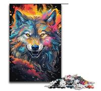 Jigsaw Puzzles 1000 Piece for Adults Colorful Psychedelic Fantasy Wolf Puzzle Hands-on Game Unique Home Decor And Gifts 1000 PCS(38x26cm)