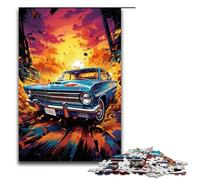 Jigsaw Puzzles 1000 Piece for Adults Colorful Psychedelic Retro Car at Sunset Puzzle Hands-on Game Unique Home Decor And Gifts 1000 PCS(75x50cm)