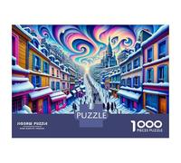 Jigsaw Puzzles 1000 Piece for Adults Colorful Winter Wonderland Street Scene Jigsaw for Adults Toy Wall Decor Home Decoration Challenging To Complete 38x26cm/1000pcs