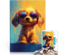 Jigsaw Puzzles 1000 Piece for Adults Cool Dog in Sunglasses Denksportaufgabe für einzigartiges Herausforderungsspiel52x38cm