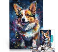 Jigsaw Puzzles 1000 Piece for Adults Corgi dog painting Made of wood,Suitable for people aged 14 and above Impossible game Christmas Birthday Gift。size:50x75cm/14.96x20.47inch