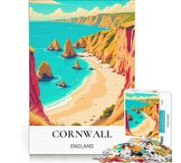 Jigsaw Puzzles 1000 Piece for Adults Cornwall's Hidden Beaches, Impossible Game, Parent-child Interaction, Wishlist with Santa Claus 38x52cm
