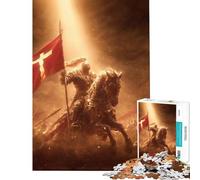 Jigsaw Puzzles 1000 Piece for Adults Crusader Knight on Horseback with Flag Help The Brain Exercise Improve Memory Educational Game for Age 14+ Game (50x75cm)