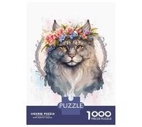 Jigsaw Puzzles 1000 Piece for Adults Cute Floral Siberian Cat Jigsaws for Adults Hands-on Game But Fun And Humorous Educational Challenge 38x26cm/1000pcs